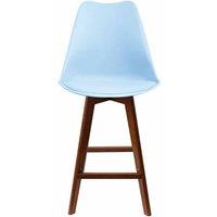 Fusion Living Soho Plastic Bar Stool With Dark Wood Legs Light Blue, Blue