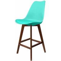 Fusion Living Soho Plastic Bar Stool With Dark Wood Legs Aqua, Blue