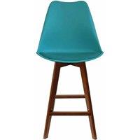 Fusion Living Soho Plastic Bar Stool With Dark Wood Legs Teal, Blue