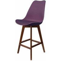 Fusion Living Soho Plastic Bar Stool With Dark Wood Legs Aubergine, Purple