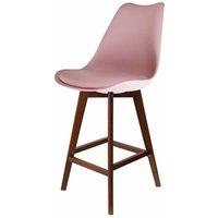 Fusion Living Soho Plastic Bar Stool With Dark Wood Legs Blush Pink, Pink