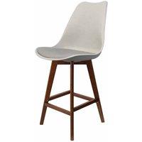 Fusion Living Soho Plastic Bar Stool With Dark Wood Legs Light Grey, Grey
