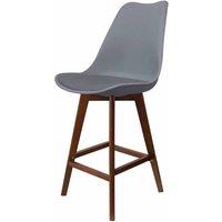 Fusion Living Soho Plastic Bar Stool With Dark Wood Legs Dark Grey, Grey