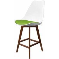 Fusion Living Soho Plastic Bar Stool With Dark Wood Legs White & Green, Green