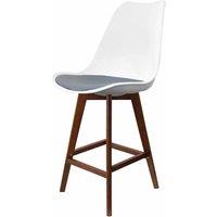 Fusion Living Soho Plastic Bar Stool With Dark Wood Legs White & Dark Grey, Grey