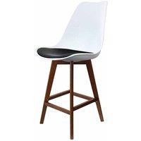 Fusion Living Soho Plastic Bar Stool With Dark Wood Legs White & Black, Black