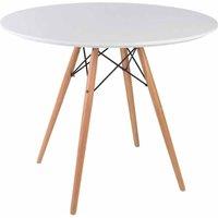 Fusion Living Soho Medium White Table With Beech Wood Legs, White