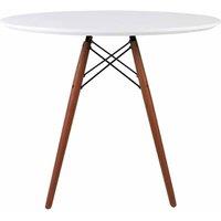 Fusion Living Soho Medium White Table With Walnut Wood Legs, White