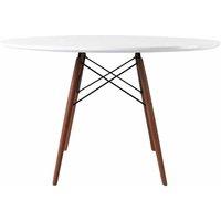 Fusion Living Soho Large White Table With Walnut Wood Legs, White