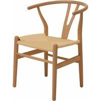 Fusion Living Wishbone Beechwood And Natural Hemp Weave Dining Chair, Brown