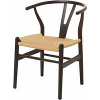 Fusion Living Wishbone Black Beechwood And Natural Hemp Weave Dining Chair