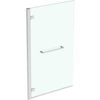 Ideal Standard I.life 900Mm Hinged Angle Bathscreen With Towel Rail Left Hand With Idealclean Clear Glass - Bright Silver Finish, Silver