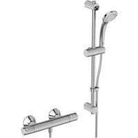 Ideal Standard Ceratherm T25 Exposed Thermostatic Shower Mixer Pack With Idealrain S3 3 Function 80 Handspray 600Mm Rail And 1.25M Hose