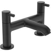Ideal Standard Ceraline Two Taphole Bath Filler With Dual Control Silk Black, Black