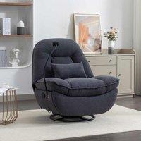 Artemis Home Fallon Boucle Fabric Swivel Based Recliner Chair with Fitted Phone Holder - Dark Grey, Grey