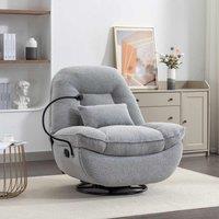Artemis Home Fallon Boucle Fabric Swivel Based Recliner Chair with Fitted Phone Holder - Light Grey, Silver