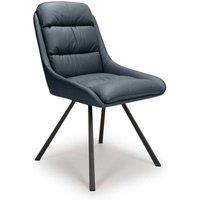 Shankar 2 X Arnhem Swivel Leather Effect Midnight Blue Dining Chair