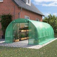 LivingandHome Living and Home Green Outdoor Walk-in Tunnel Greenhouse with Steel Frame