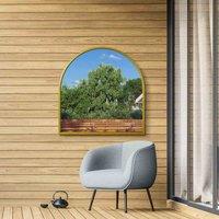 MirrorOutlet Arcus - Gold Metal Framed Arched Leaner / Wall Outdoor Garden Mirror 39" X 39" (100CM X 100CM), Gold
