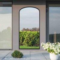 MirrorOutlet Angustus - Black Metal Framed Arched Outdoor Garden Wall Mirror 67"x33" (170 x 85CM), Black