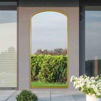 MirrorOutlet Angustus - Gold Metal Framed Arched Outdoor Garden Wall Mirror 67"x33" (170 x 85CM), Gold
