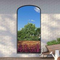 MirrorOutlet Angustus - Black Metal Framed Arched Outdoor Garden Wall Mirror 79"x39" (200 x 100CM), Black