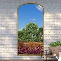 MirrorOutlet Angustus - Gold Metal Framed Arched Outdoor Garden Wall Mirror 79"x39" (200 x 100CM), Gold