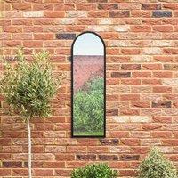 MirrorOutlet Arcus - Black Metal Framed Arched Outdoor Garden Wall Mirror 47" X 16" (120CM X 40CM), Black