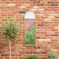 MirrorOutlet Arcus - Gold Metal Framed Arched Outdoor Garden Wall Mirror 47" X 16" (120CM X 40CM), Gold