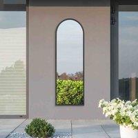 MirrorOutlet Arcus - Black Metal Framed Arched Outdoor Garden Wall Mirror 63" X 21" (160CM X 53CM), Black
