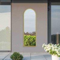 MirrorOutlet Arcus - Gold Metal Framed Arched Outdoor Garden Wall Mirror 63" X 21" (160CM X 53CM), Gold