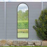 MirrorOutlet Arcus - Black Framed Arched Outdoor Garden Wall Mirror 71" X 24" (180CM X 60CM), Black