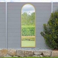 MirrorOutlet Arcus - Gold Framed Arched Outdoor Garden Wall Mirror 71" X 24" (180CM X 60CM), Gold
