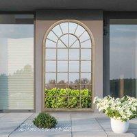 MirrorOutlet Somerley - Large Country Arch Outdoor Garden Mirror 71"x 40" (180x103cm) Sand Colour, Cream
