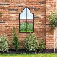 MirrorOutlet Arcus - Black Metal Framed Arched Outdoor Garden Wall Mirror 41" X 24" (104CM X 62CM), Black