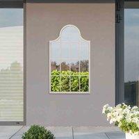 MirrorOutlet Arcus - White Metal Framed Arched Outdoor Garden Wall Mirror 41" X 24" (104CM X 62CM), White