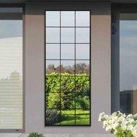 MirrorOutlet Genestra - Black Modern Window Outdoor Garden Wall Mirror 79" X 31" (200CM X 80CM), Black