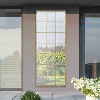 MirrorOutlet Genestra - Gold Modern Window Outdoor Garden Wall Mirror 79" X 31" (200CM X 80CM), Gold