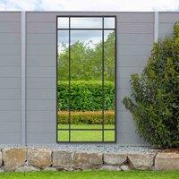 MirrorOutlet Genestra - Black Contemporary Wall & Leaner Outdoor Garden Mirror 71"x 33" 180 x 85cm, Black