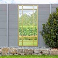 MirrorOutlet Genestra - Gold Contemporary Wall & Leaner Outdoor Garden Mirror 71"x 33" 180 x 85cm, Gold