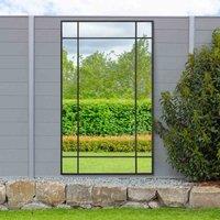 MirrorOutlet Genestra - Black Contemporary Wall & Leaner Outdoor Garden Mirror 71"x 43" 180 x 110cm, Black