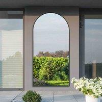MirrorOutlet Arcus - Black Framed Arched Leaner / Wall Outdoor Garden Mirror 79" x 39" (200 x 100CM), Black