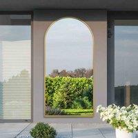 MirrorOutlet Arcus - Gold Framed Arched Leaner / Wall Outdoor Garden Mirror 79" x 39" (200 x 100CM), Gold
