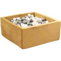 Misioo Velvet Ball Pit Square Gold - 90 x 40 x 5 cm with 200 x 6 cm Balls