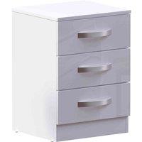 Vida Designs Hulio 3 Drawer Bedside Table Cabinet Chest High Gloss Bedroom Furniture White, White