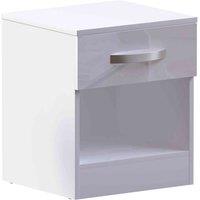 Vida Designs Hulio 1 Drawer Bedside Table Cabinet Chest High Gloss Bedroom Furniture White, White