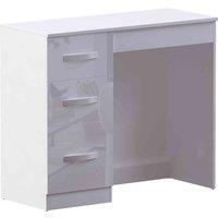 Vida Designs Hulio Dressing Table 3 Drawer Vanity Make Up Desk High Gloss Furniture White, White
