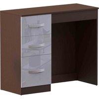 Vida Designs Hulio Dressing Table 3 Drawer Vanity Make Up Desk High Gloss Furniture Walnut & White, Brown