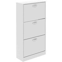 Vida Designs 3 Drawer Shoe Cabinet Flip Drawer Storage Cupboard White, White