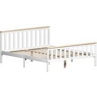 Vida Designs Milan 5Ft King Size Wood Bed Solid Pine High Foot End White & Pine 150 X 200 Cm, White